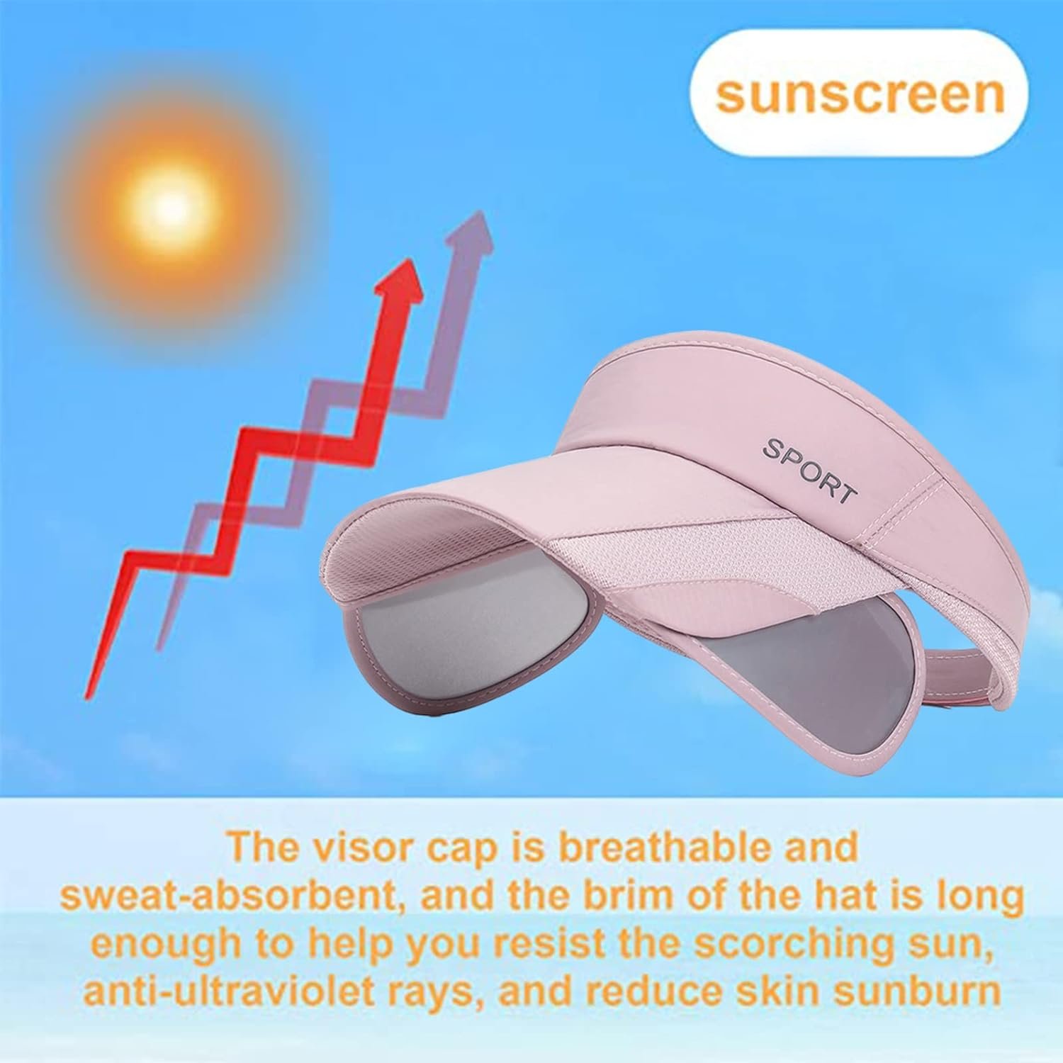 AJG Summer Sun Visor Hats for Women Retractable Brim Adjustable Sun Protection Baseball Golf Tennis Cap
