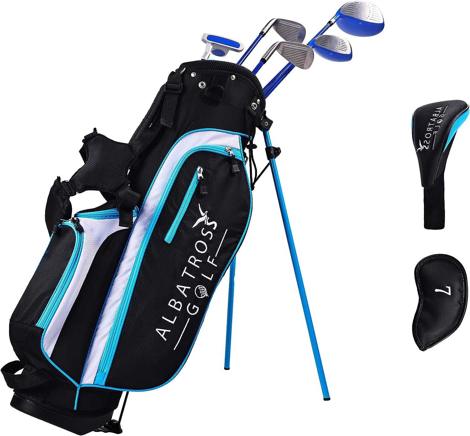 Albatross Golf Junior Complete Golf Club Set with Stand Bag for Children Kids Age 3-12, 7-Piece or 8-Piece Set, Right Hand