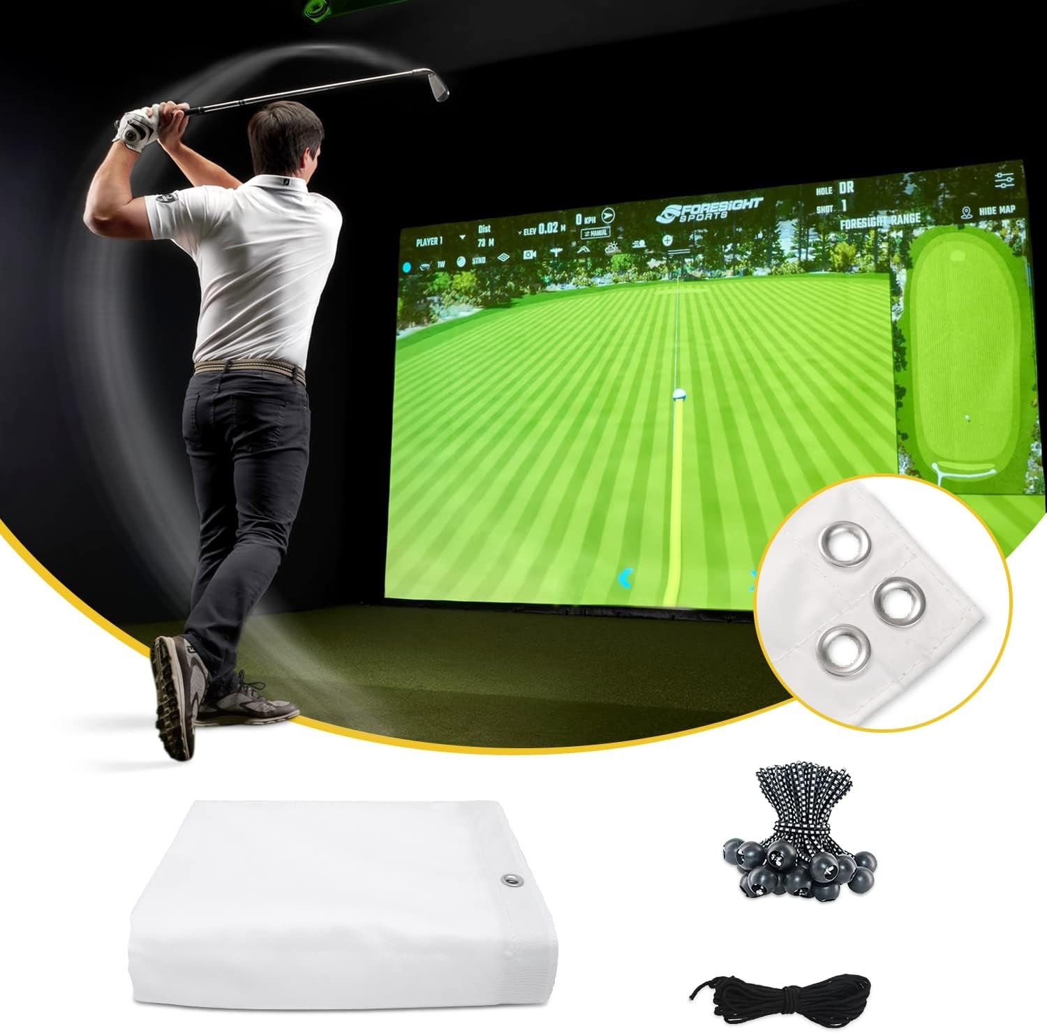 amazgolf Golf Simulator Impact Screen（Sizes Range from 21 inches to 157 inches） for Golf Training, Indoor Golf Simulators for Home, Ultra Clear Washable Golf Impact Screen for Indoor Golf Practice