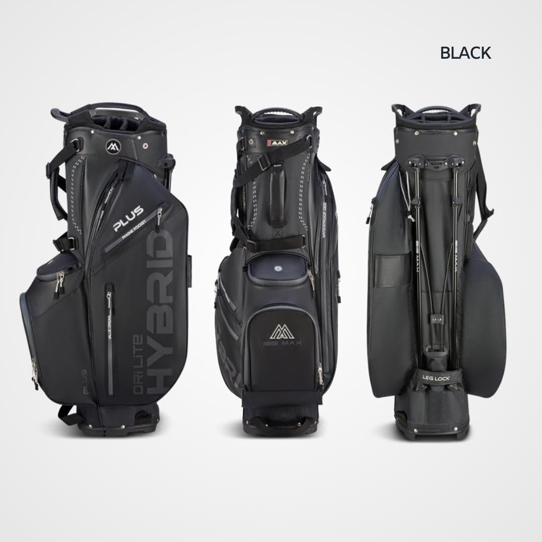 Big Max Dri Lite Hybrid Plus Golf Bag - Lightweight Golf Cart Bag with Enhanced Storage, Value Organizer, Waterproof Pockets, Sturdy Leg Locks, Extra Pocket - Golf Push Cart Compatible