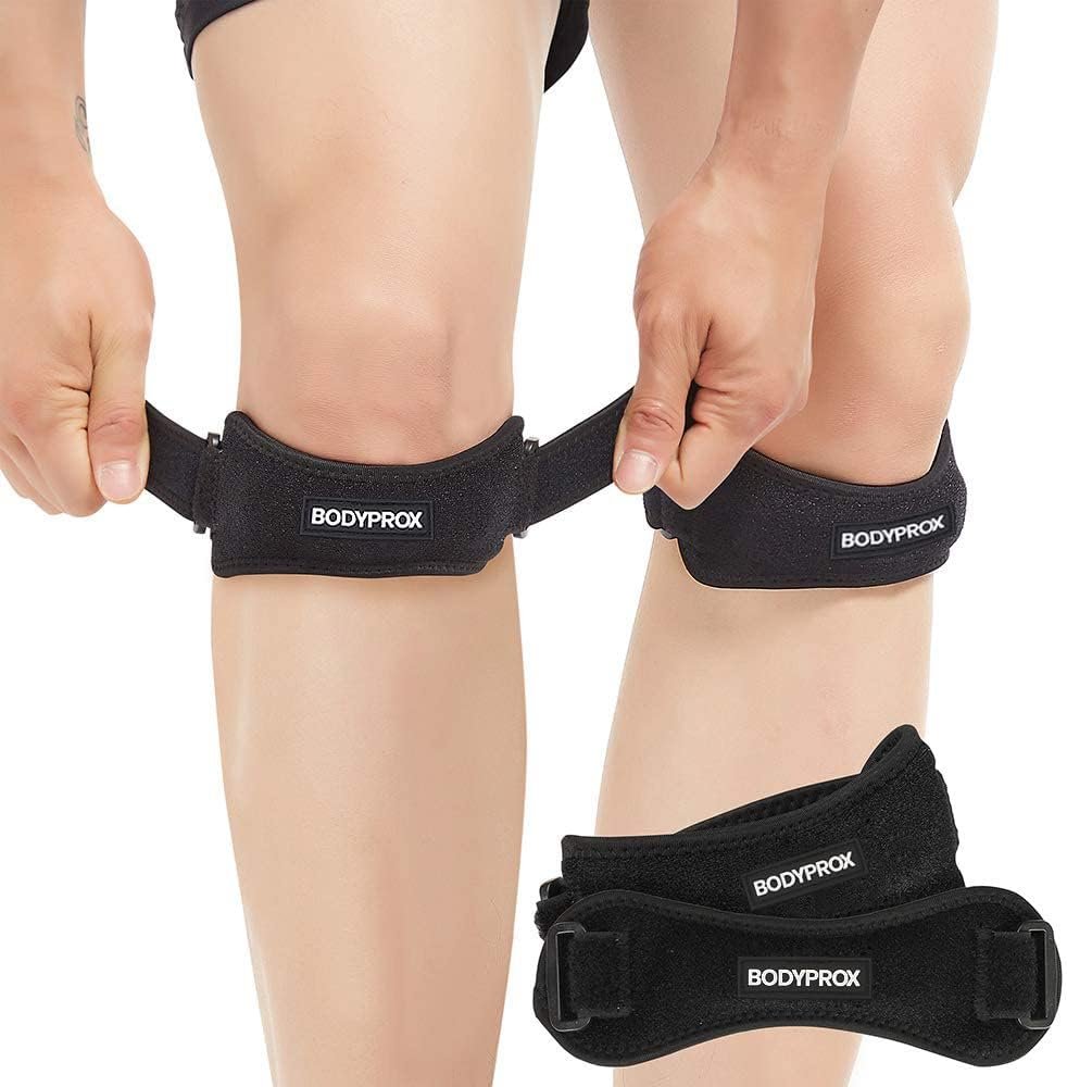 Bodyprox Patella Tendon Knee Strap 2 Pack, Knee Pain Relief Support Brace Hiking, Soccer, Basketball, Running, Jumpers Knee, Tennis, Tendonitis, Volleyball  Squats