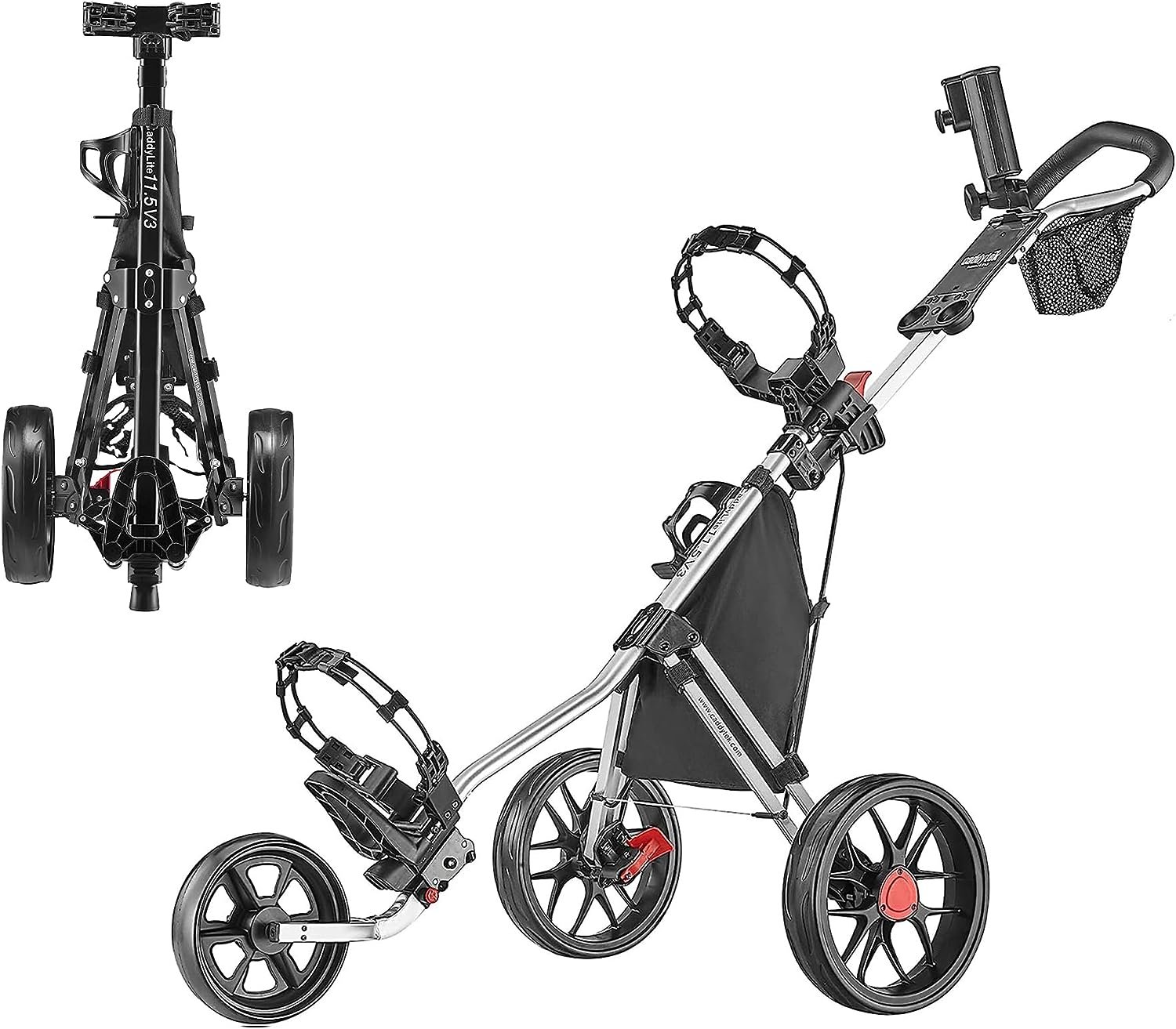 Caddytek CaddyLite 11.5 V3 3 Wheel Golf Push Cart - SuperLite Deluxe, Lightweight, Easy To Fold Caddy Cart Pushcart