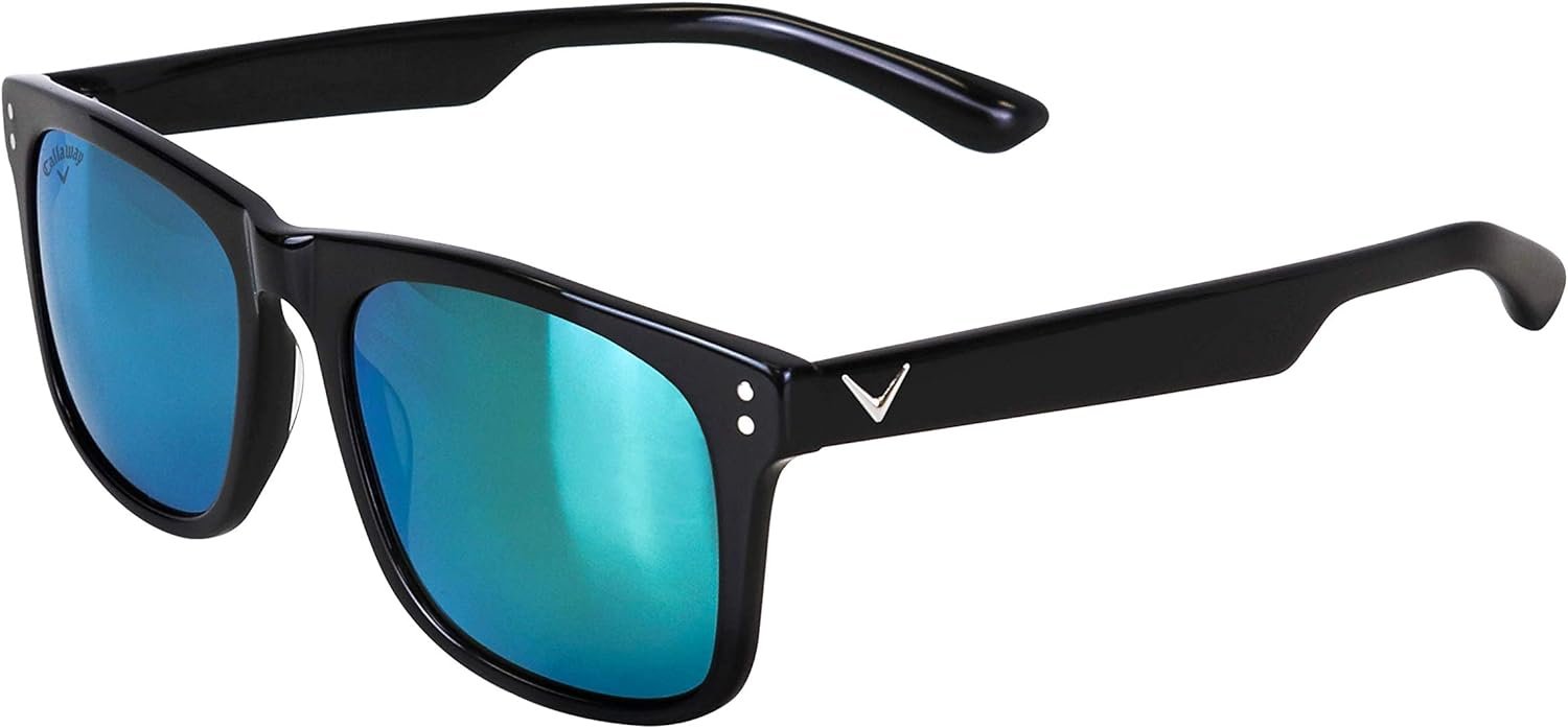 Callaway Mens Atlas Golf Sunglasses, Black with Blue Lens