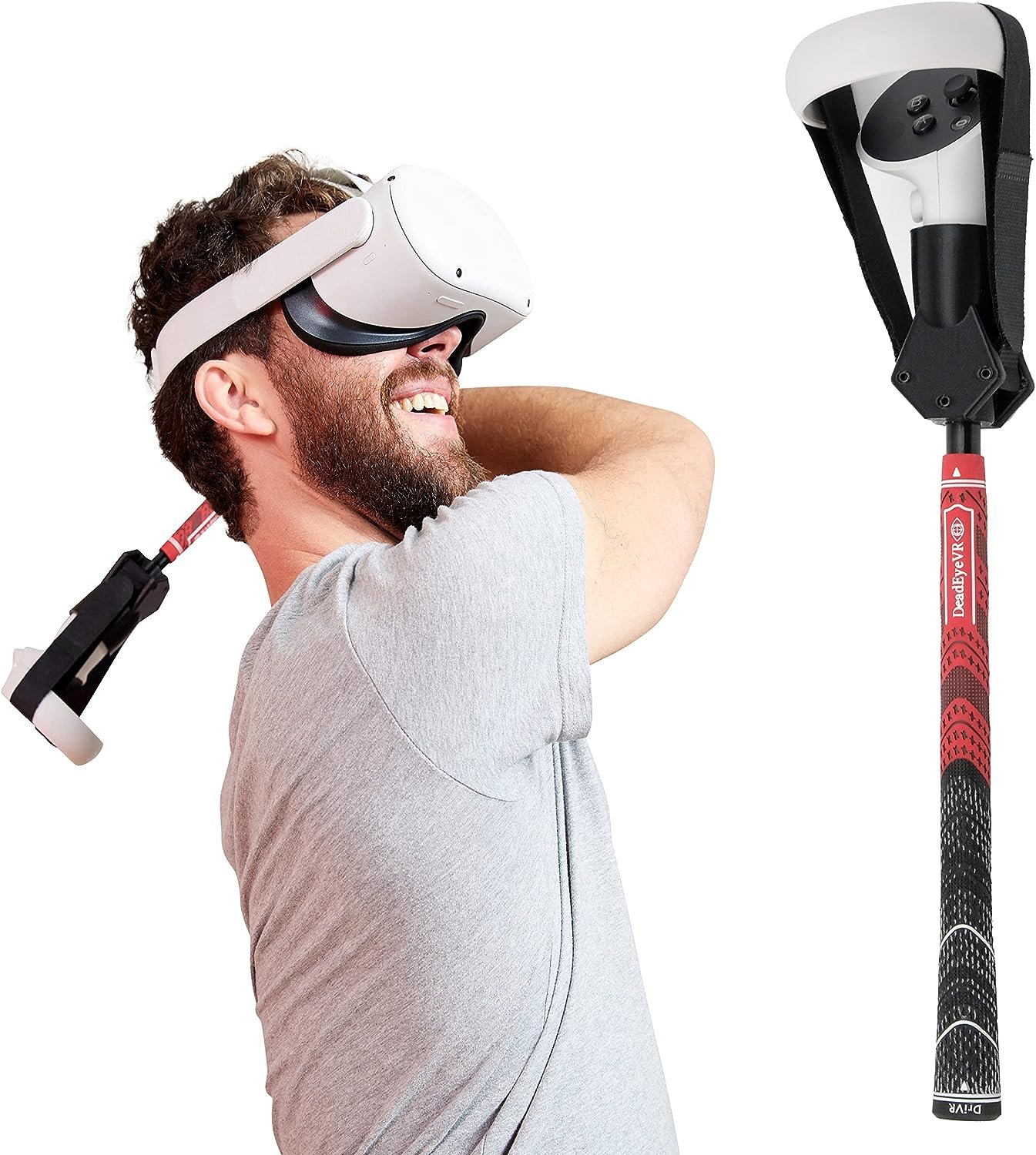 DeadEyeVR DriVR - VR Golf Club Handle Accessory (Red - Metal)