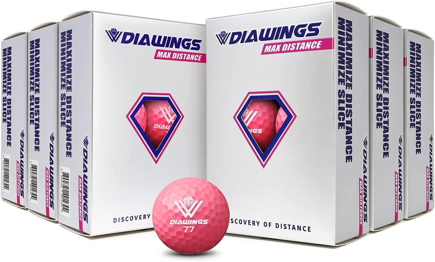 Diawings Max Distance Golf Balls for Maximum Distance, Anti Slice, Low Spin, Straight Shots | Half Dozen X 6, 36 Balls, Bulk | White, Pink, Orange, Yellow