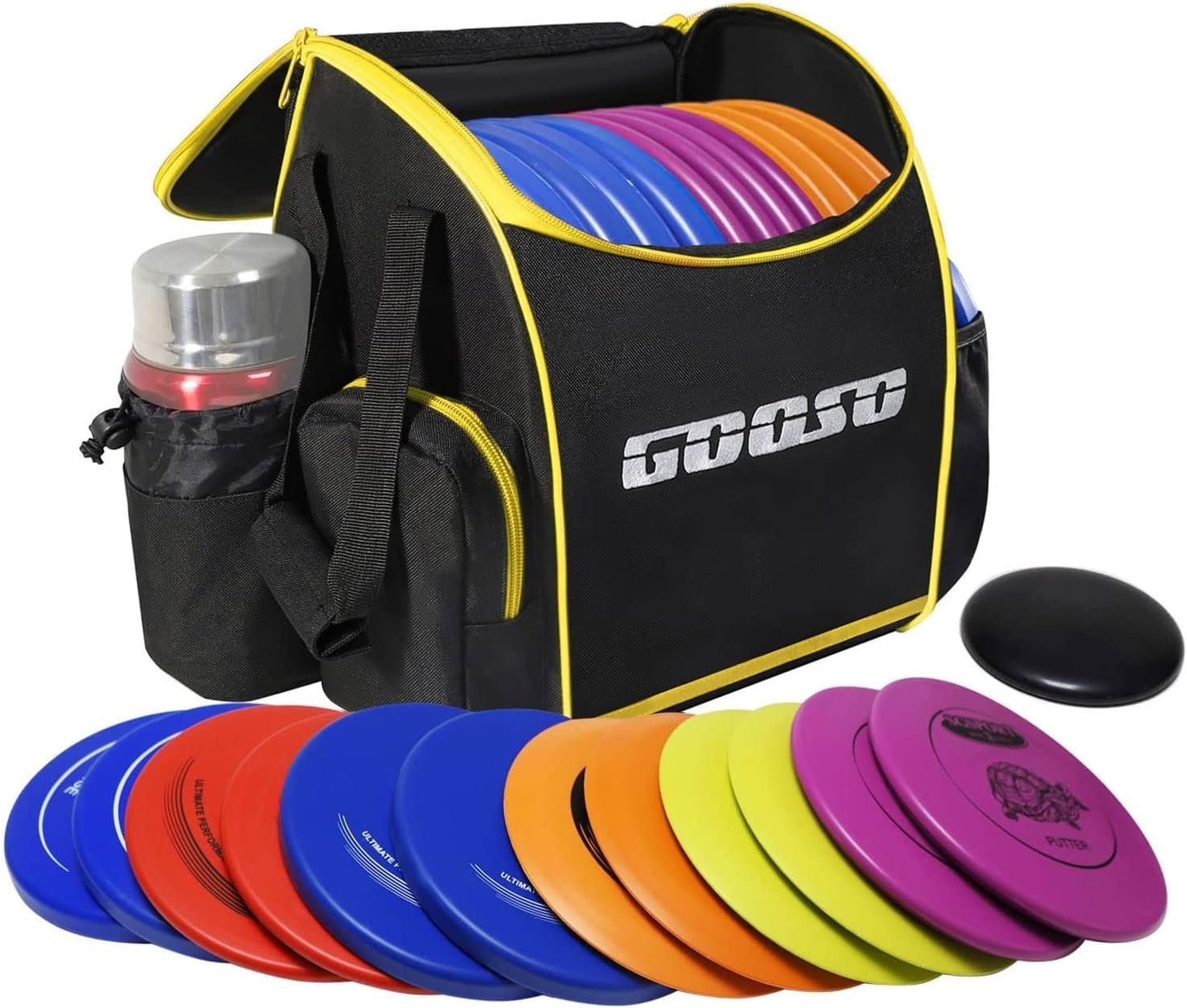 Disc Golf Set with Bag - 12 PCS Flying Disc Golf Discs for Beginner with Putter, Midrange, Driver | Portable Disc Golf Backpack Holds 28+ Discs Free Stand Bag Design for Convenient Use