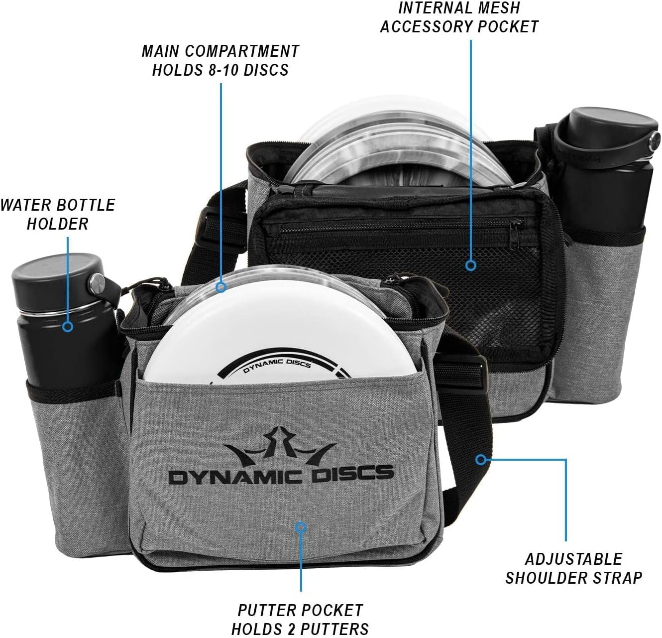 Disc Golf Starter Set with Bag | Dynamic Discs Disc Golf Set - Includes Frisbee Golf Bag, Driver, Midrange, Putter, Towel,  Mini Disc Golf Equipment (Heather Gray) (3 Discs)