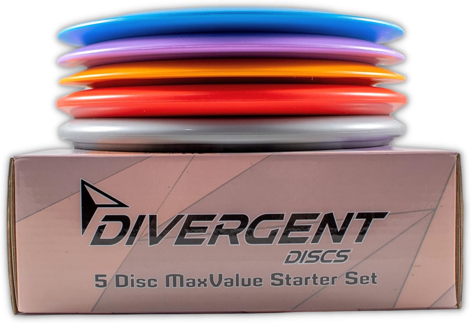 Divergent Discs 5-Disc Beginner Disc Golf Starter Set - Putter, Midrange Disc, 2 Fairway Driver Discs, Distance Disc Golf Driver, and Mini Disc for Disc Golf Beginners
