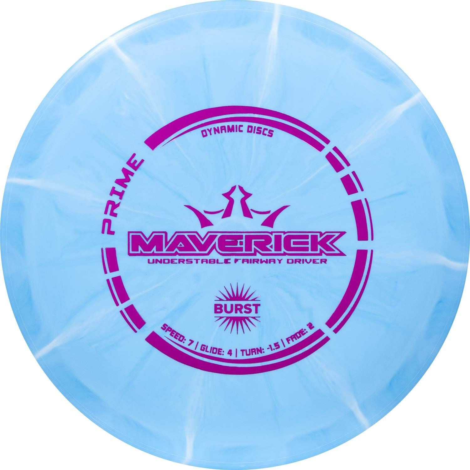Dynamic Discs Prime Burst Maverick | Fairway Disc Golf Driver | Controllable and Versatile Frisbee Golf Disc | Beginner Friendly | 170g Plus | Stamp Color and Burst Pattern Will Vary