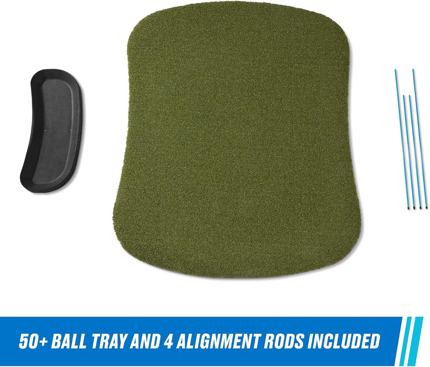 Fiberbuilt Golf Hourglass Hitting Mat - Premium Indoor/Outdoor Performance Turf with Non-Slip Rubber Foam Padding | Comes with 4 Alignment Sticks and 1 Golf Ball Tray