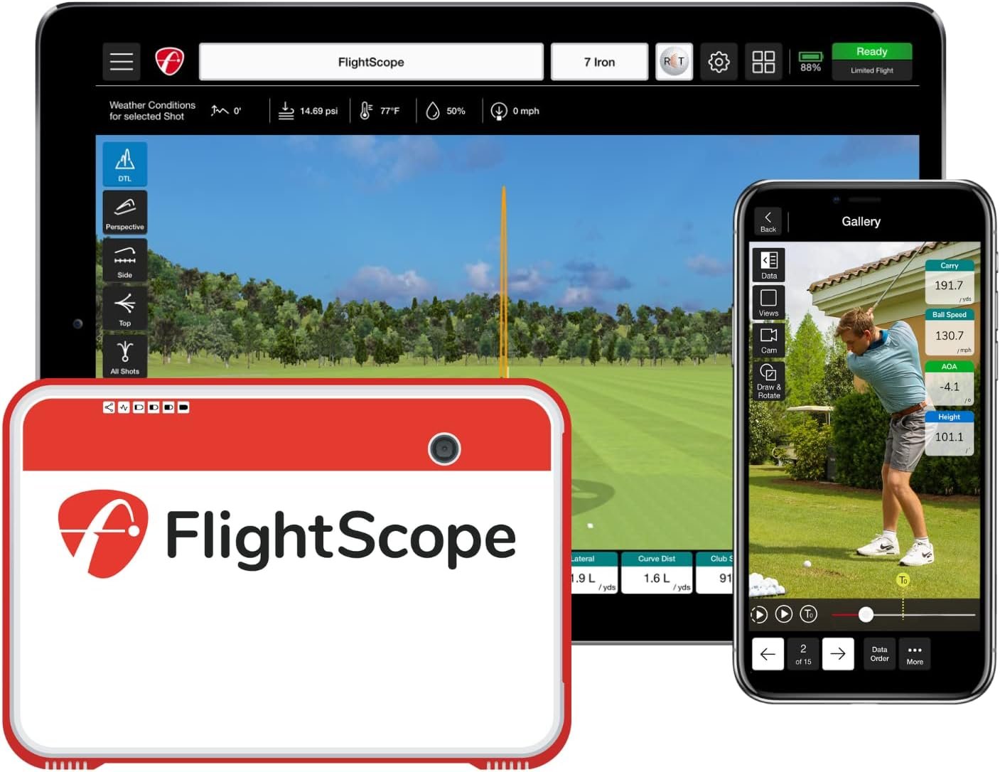 FlightScope Mevo+ 2023 Edition - Portable Golf Launch Monitor, Rangefinder and Simulator | 20+ Full Swing and Short Game Data Parameters, 10 Courses and 17 Practice Ranges Included
