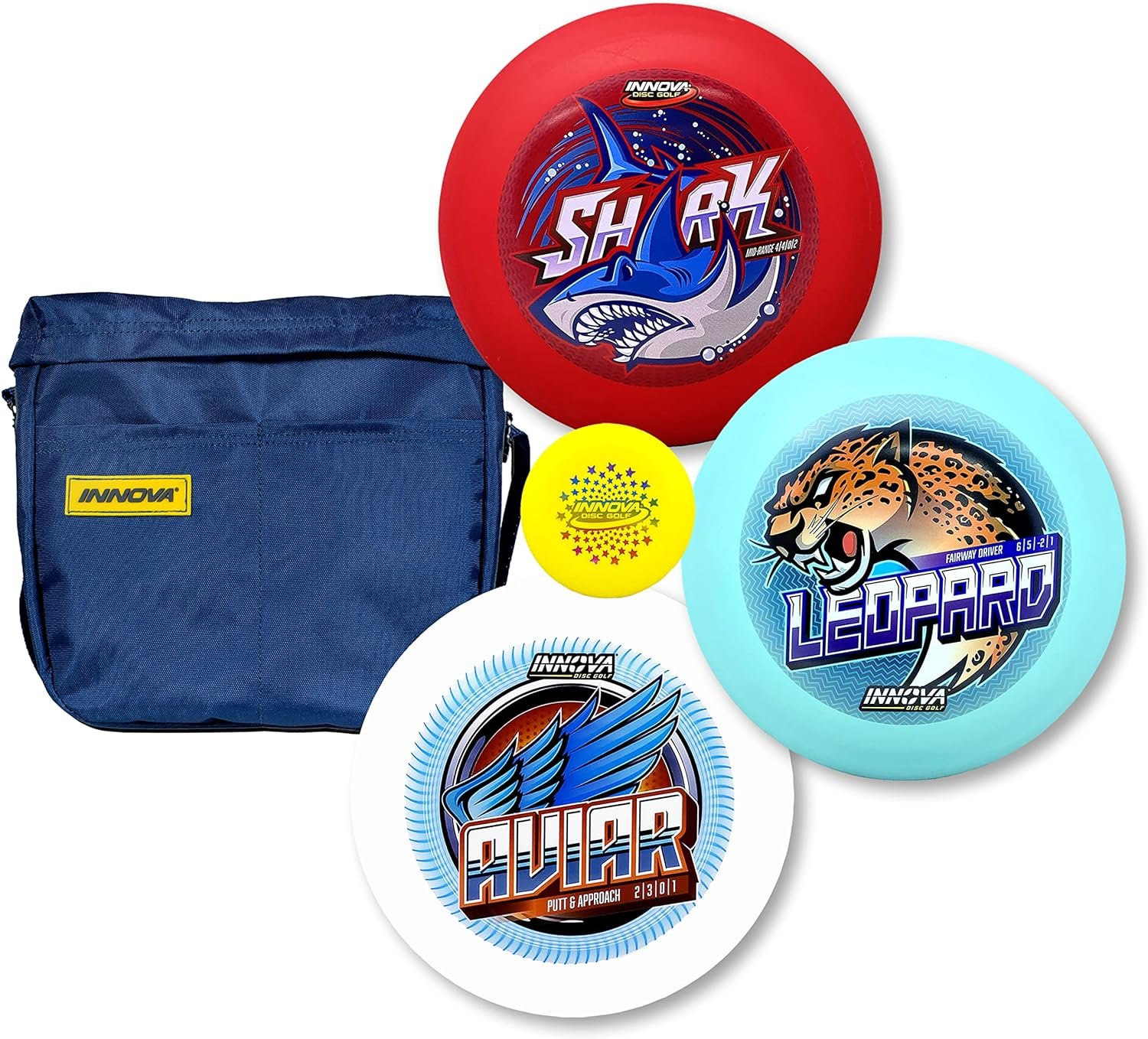 Innova Discs Golf Starter Set with Bag – Frisbee Golf Discs Set for Beginners with Disc Golf Driver, Mid-Range, Disc Golf Putter and Mini Marker (Colors Will Vary)