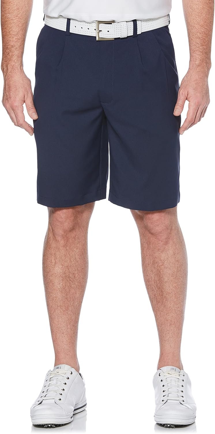 Mens Double Pleat Golf Short with Active Waistband, 9 Inseam