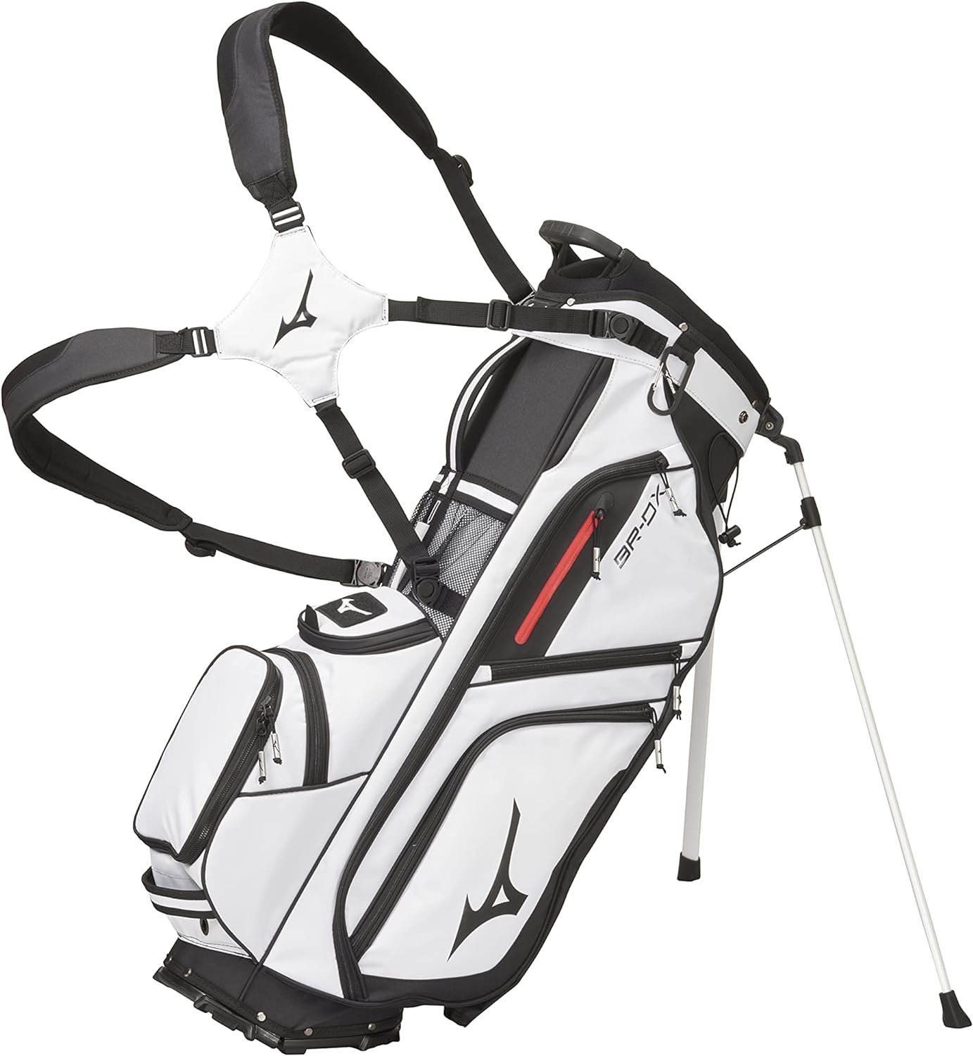 Mizuno BR-DX 14-Way Hybrid Golf Stand Bag | 14 Way Top Cuff | Full Length Dividers| Dual Shoulder Straps | Full Length Stand Legs | Large Insulated Cooler