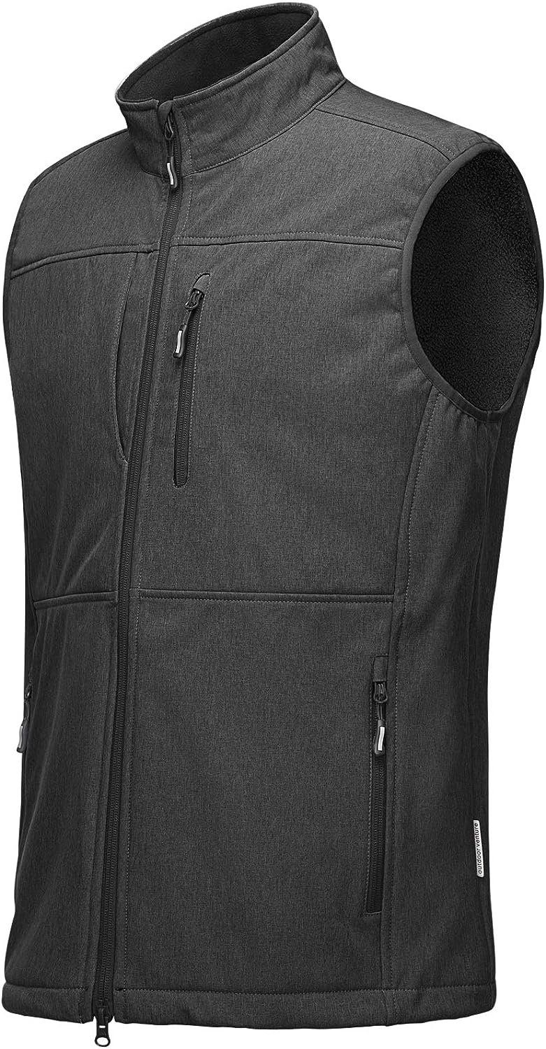 Outdoor Ventures Mens Running Vest Outerwear, Lightweight Windproof Fleece-Lined Softshell Sleeveless Jacket for Golf