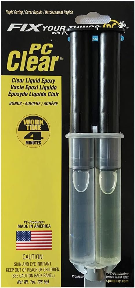PC Products PC-Clear Epoxy Adhesive Liquid, 1oz Double Syringe, Clear 70147
