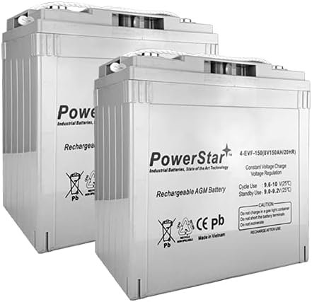 PowerStar Battery BCI Group GC8 8V 150AH Deep Cycle Golf Cart and Scrubber Battery X2