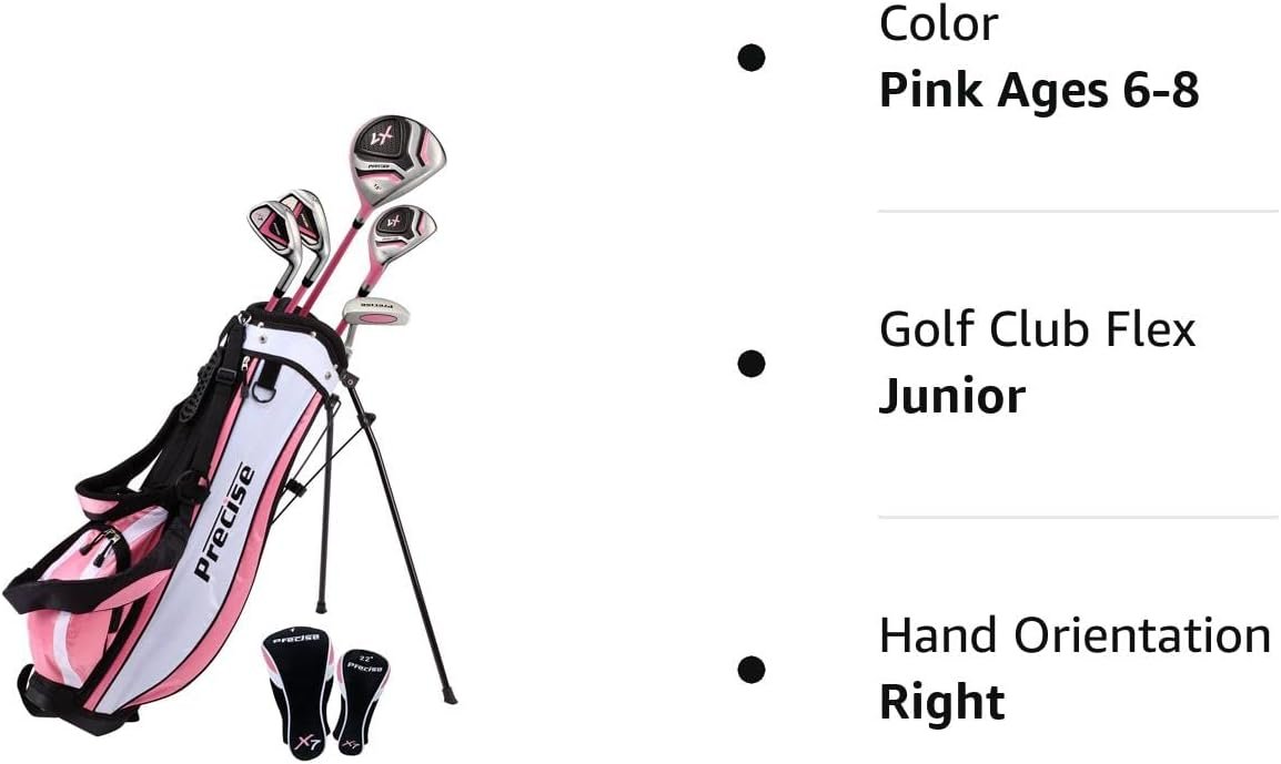 PreciseGolf Co. Precise X7 Junior Complete Golf Club Set for Children Kids - 3 Age Groups Boys  Girls - Right Hand  Left Hand!