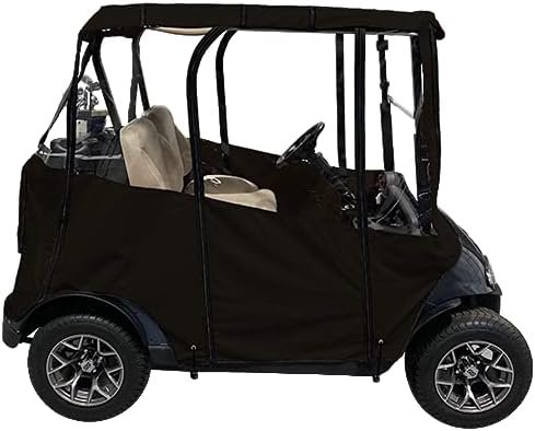 Premium Golf Cart Cover – Universal Portable  Drivable 4-Sided Black Golf Cart Cover – Club Car/EZGO RXV, TXT, EZGO Golf Cart Cover (60” L X 44” W)