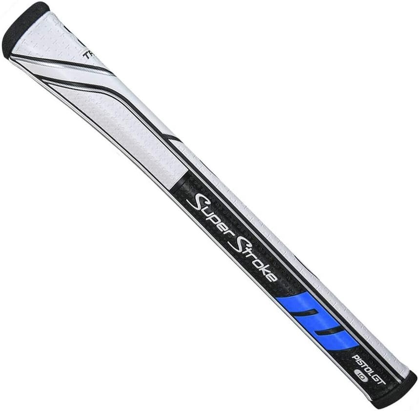 SuperStroke Traxion Pistol GT 1.0 Putter Grip | Improves Feedback and Tack, Enhances Feel and Comfort, No-Taper Technology, 10.50” in Length, Weighs 83g| White/Grey/Red (71200)