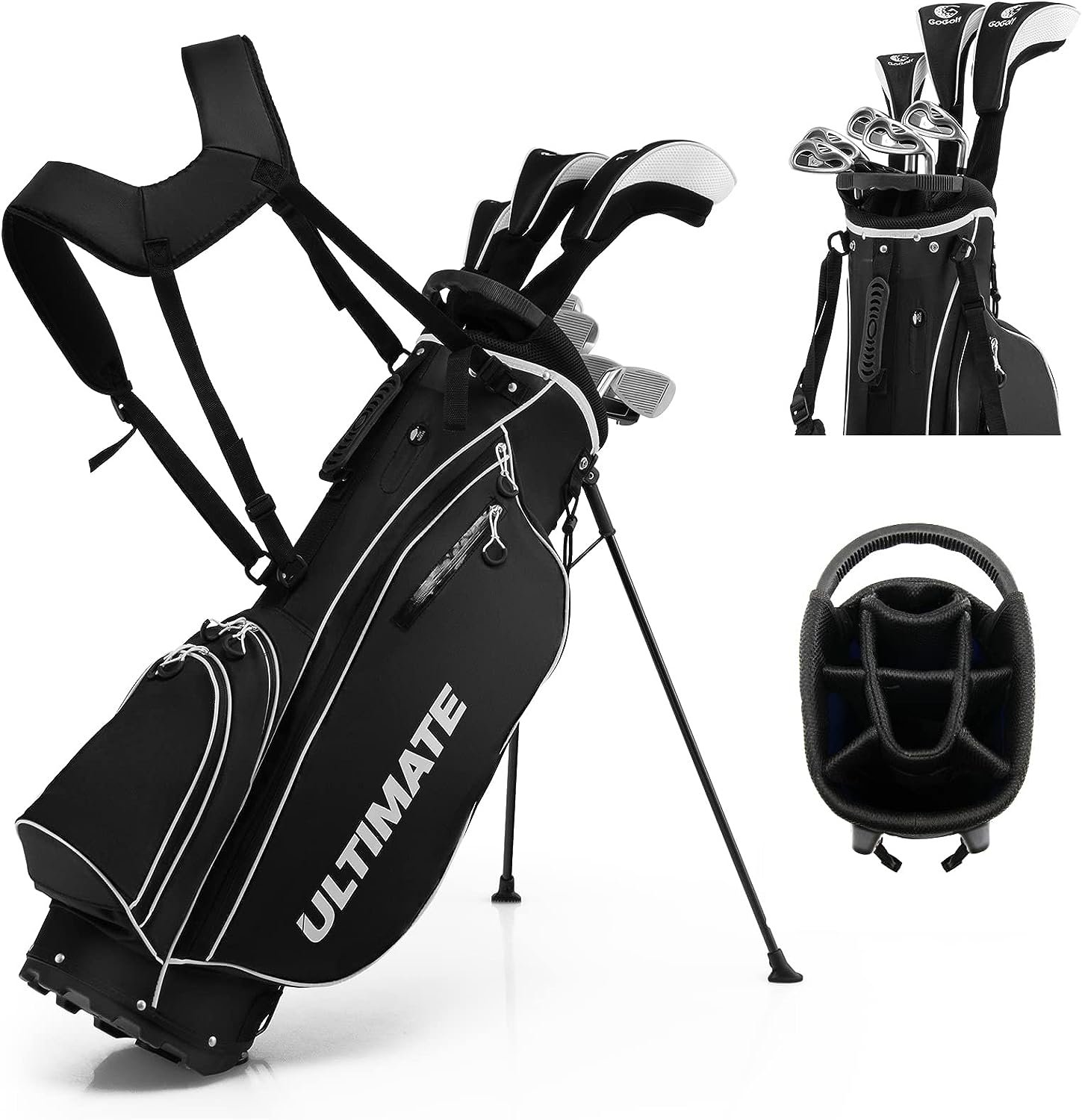 Tangkula 9/10 Pieces Mens Complete Golf Clubs Package Set Right Hand, Includes 460cc Alloy Driver, 3# Fairway Wood, 4# Hybrid, 6#, 7#, 8#, 9#  P# Irons, Pullet Putter  3 Head Covers