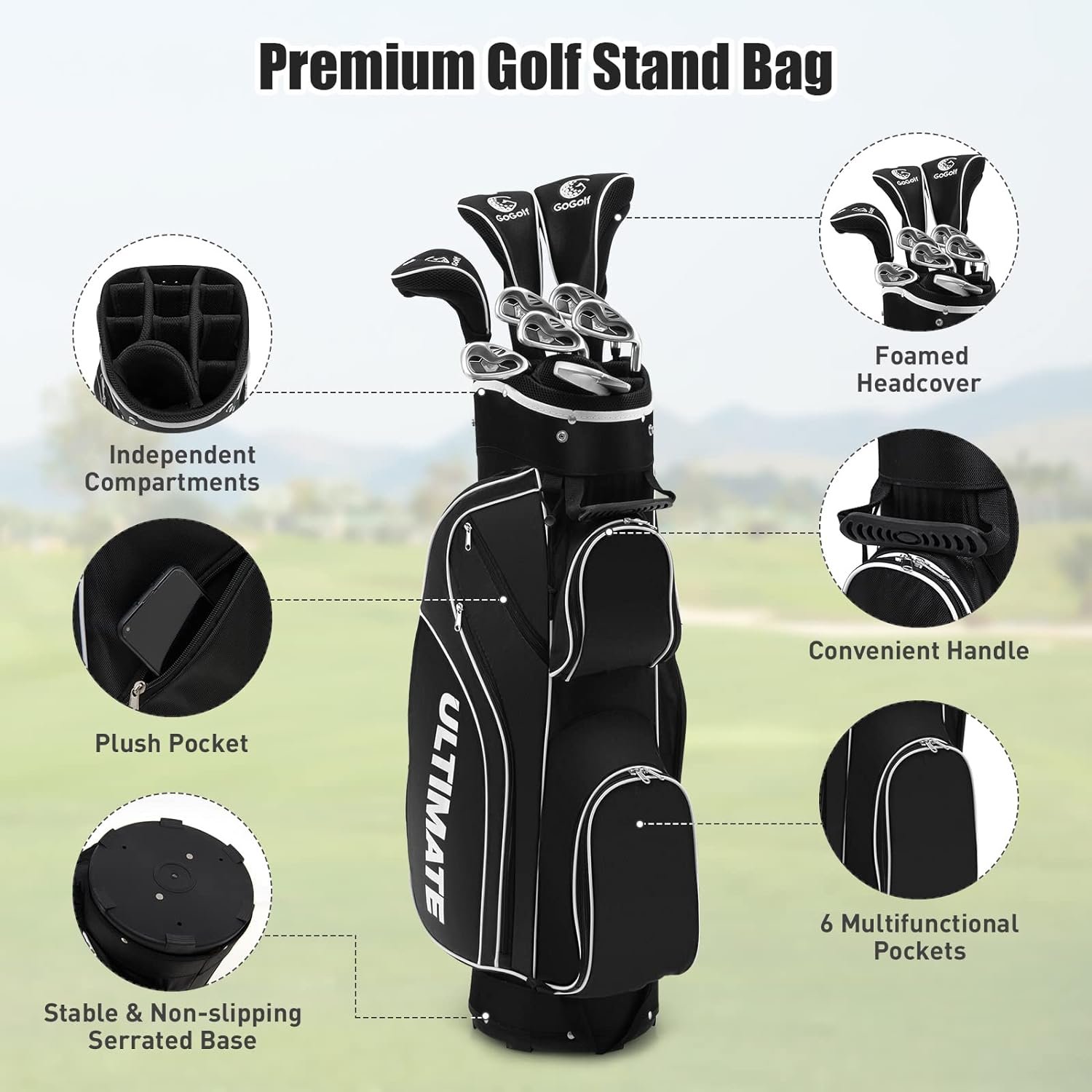 Tangkula 9/10 Pieces Womens Complete Golf Clubs Package Set Right Hand, Includes 460cc Alloy Driver, 3# Fairway Wood, 4# Hybrid, 6#, 7#, 8#, 9#  P# Irons, Free Putter, Golf Club Set