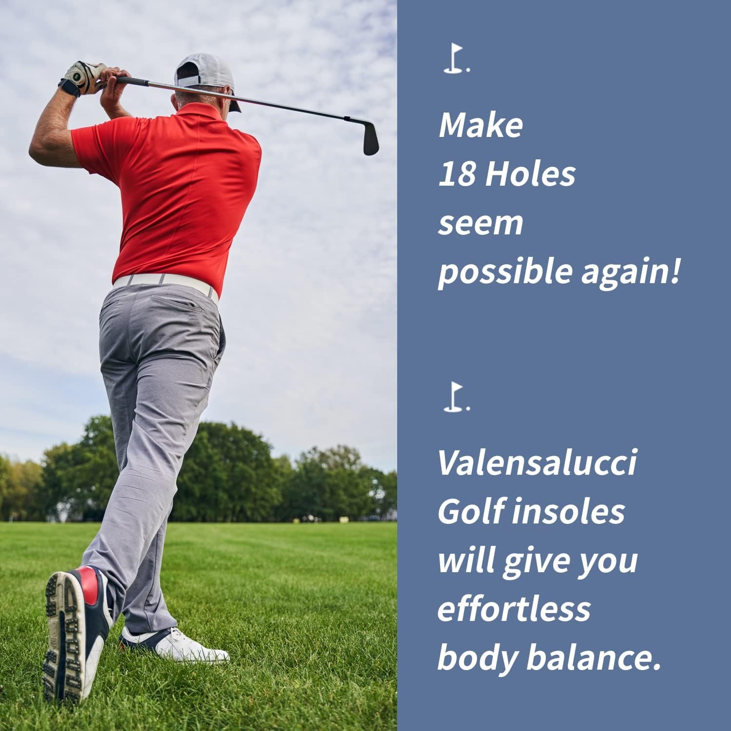 VALENSALUCCI Pro Golf Insole- Secret Angle for Distance Increase, Orthotic Insoles, Flat Feet Foot - Arch Support, Professional Golf Shoes (L (Men 8.5-11.5/ Women 9.5-12.5))