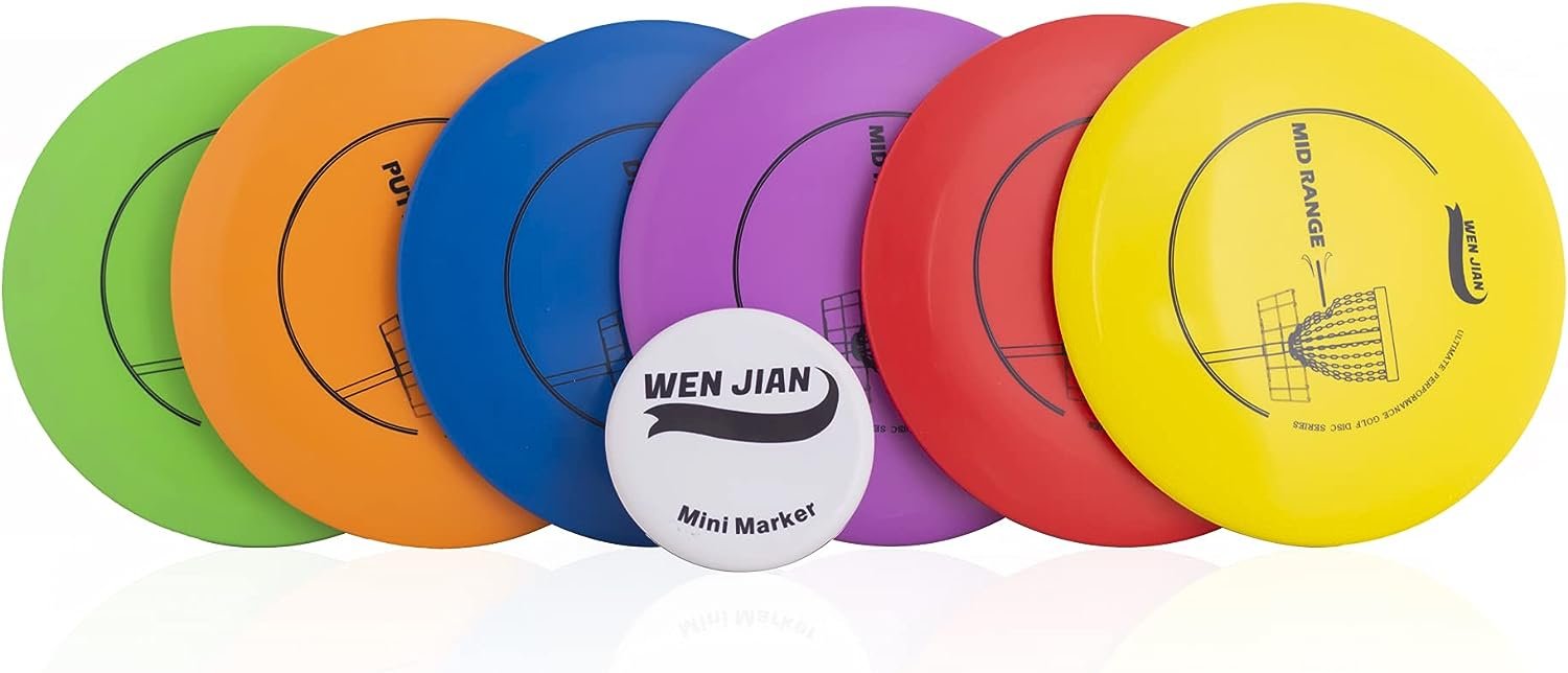 WEN JIAN Disc Golf Set, Disc Golf Starter Set with 9 Discs,1 Mini Disc…