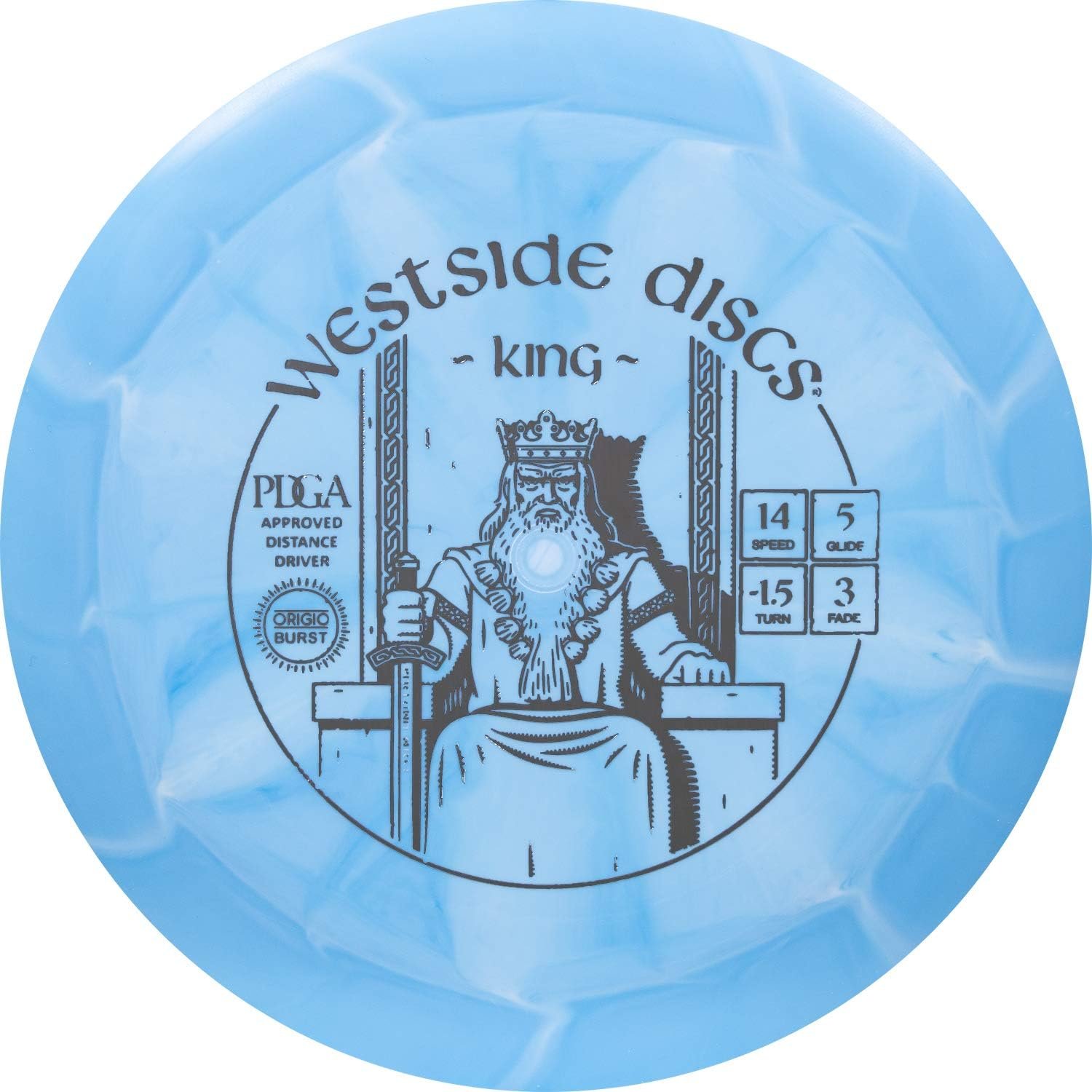 Westside Discs Origio Burst King Disc Golf Driver | Maximum Distance Frisbee Golf Driver | Easy Distance for Beginners | 170g Plus | Stamp Color and Burst Pattern Will Vary