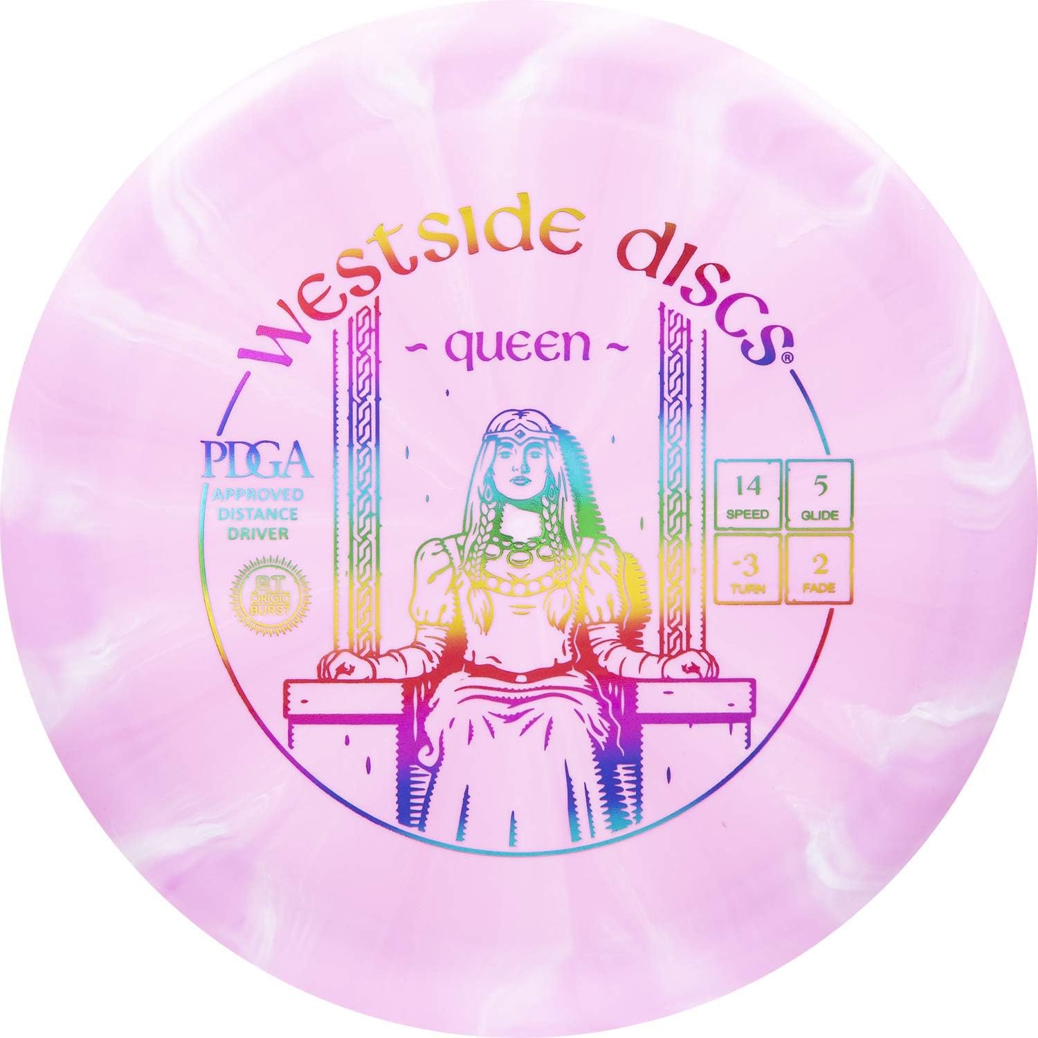 Westside Discs Origio Burst Queen Disc Golf Driver | Maximum Distance Frisbee Golf Disc | Great for Beginners and Easy to Throw | 170g Plus | Stamp Color and Burst Pattern Will Vary