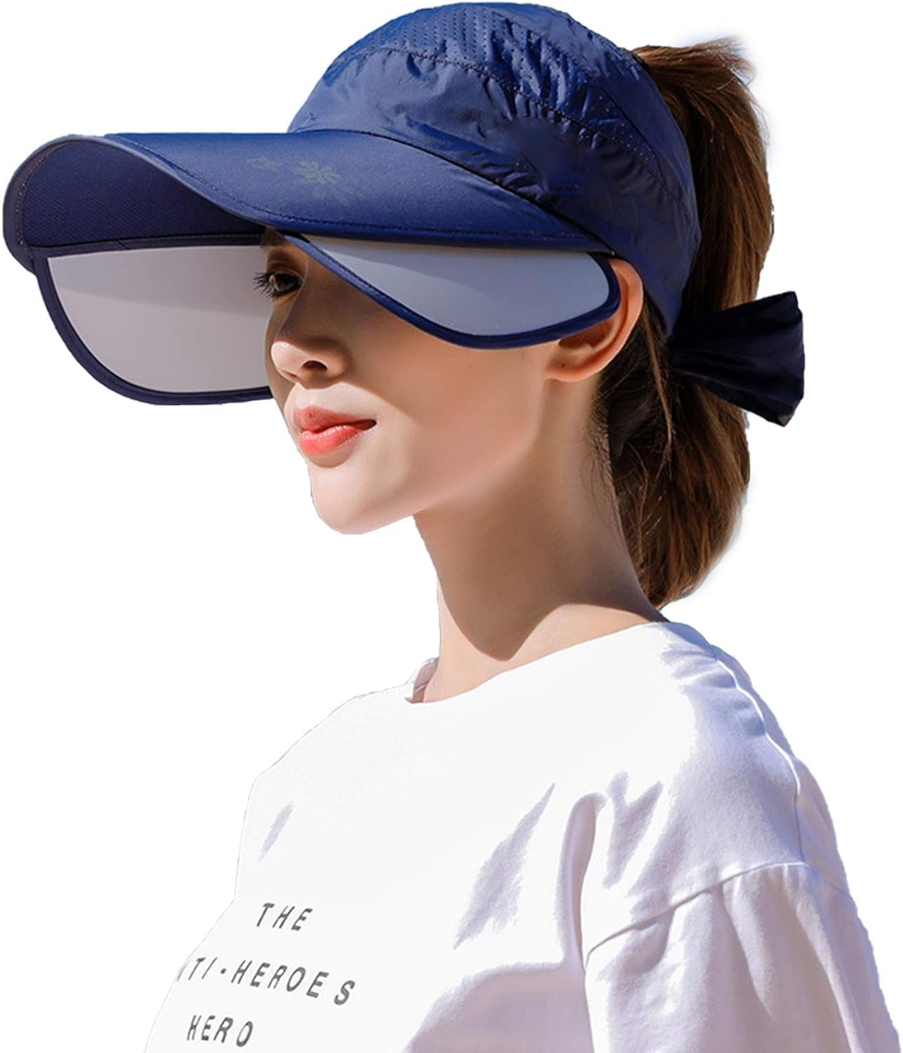 Wide Brim Visor Hat for Women Golf Visor Cap Sun Protection Hat for Beach Garden Tennis Running Sunshade Hat Deep Blue