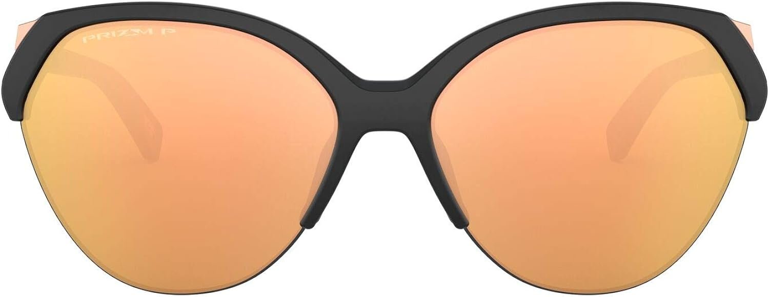 Woman Sunglasses Matte Black Frame, Prizm Rose Gold Polarized Lenses, 65MM