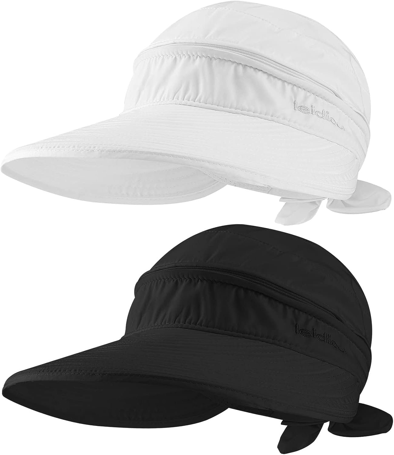 Womens Sun Visor Hat Wide Brim, 2 in 1 Zip-Off Sun UV Protection Foldable Adjustable Visors Beach Hats for Women