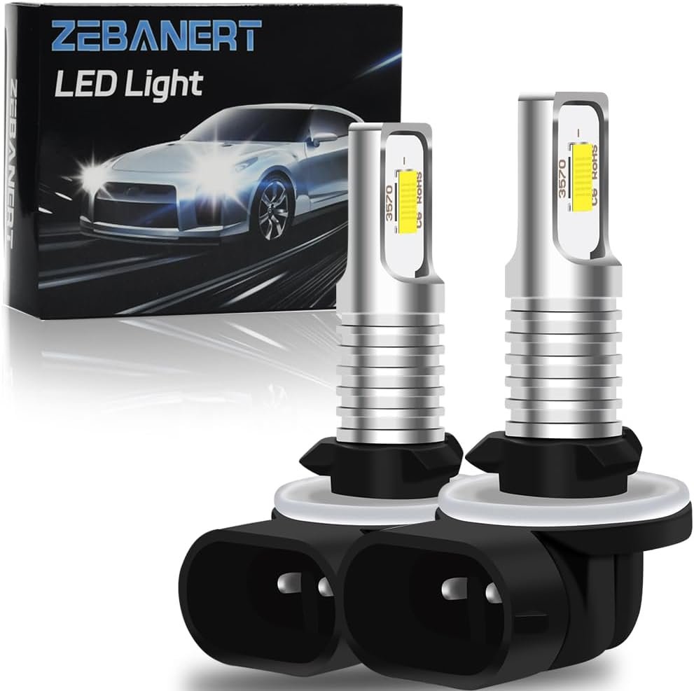 ZEBANERT 886 Golf Cart Headlight Bulb LED Lights for EZGO Club Car DS Precedent, Super Bright CSP Chip 4000LM LED Fog Light Bulbs Golf Cart LED Light Kit White（Pack of 2）