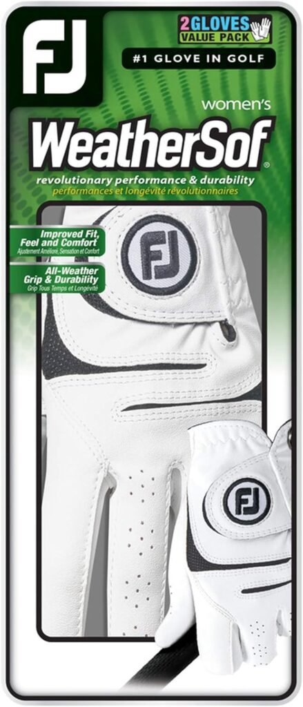 FootJoy Womens WeatherSof Golf Glove, Pack of 2 (White)