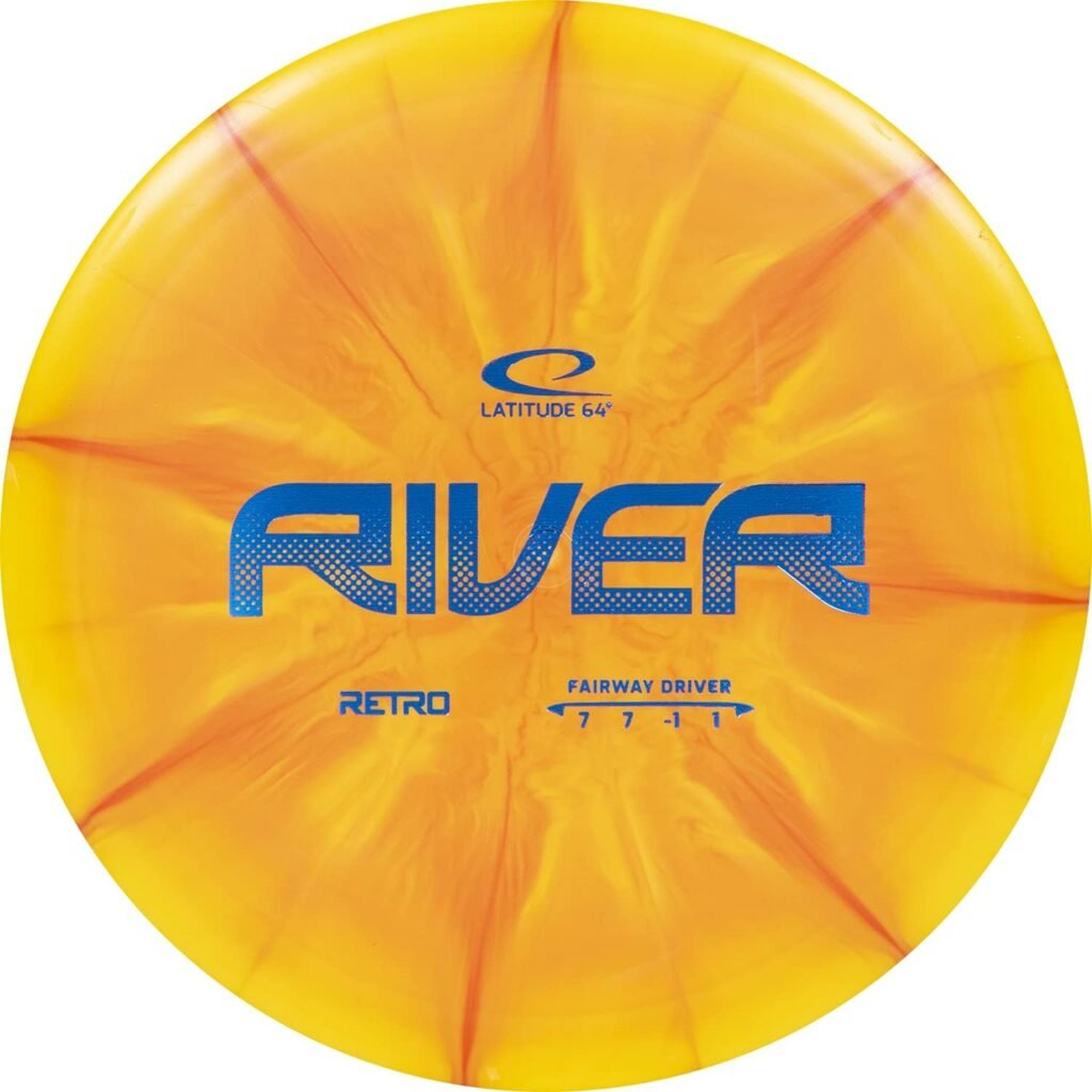 Latitude 64 Retro Burst River Distance Driver Disc Golf Disc | Maximum Distance Frisbee Golf Disc | Easy to Throw for Beginners | 170g Plus | Stamp Color and Burst Pattern Will Vary…