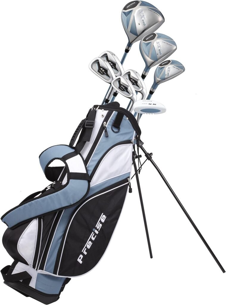 Precise NX460 Ladies Womens Complete Golf Clubs Set Includes Driver, Fairway, Hybrid, 4 Irons, Putter, Bag, 3 H/Cs - 2 Sizes - Regular and Petite Size!
