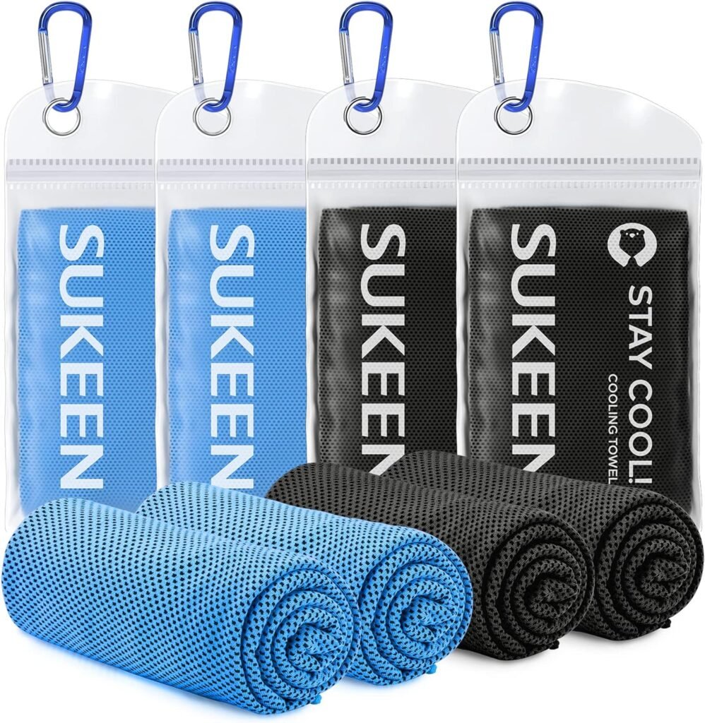 Sukeen Cooling Towel 4 Pack, Cooling Towels for Neck and Face, Microfiber Disney Best Cooling Towels, Soft Breathable Sweat Towel for Workout,Yoga, Golf, Gym, Camping, Sport, Running(40 x 12)