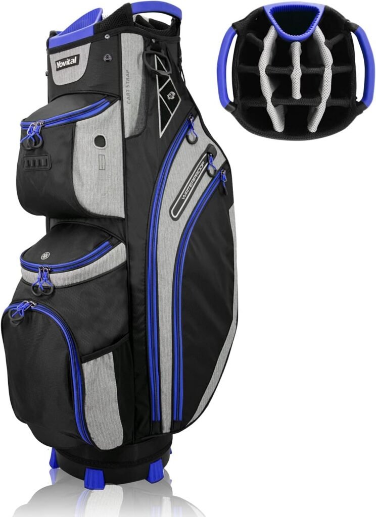 Yovital 14 Way Golf Cart Bag for Push Bag Classy Design Full Length with Cooler, Rain Hood, Putter Well